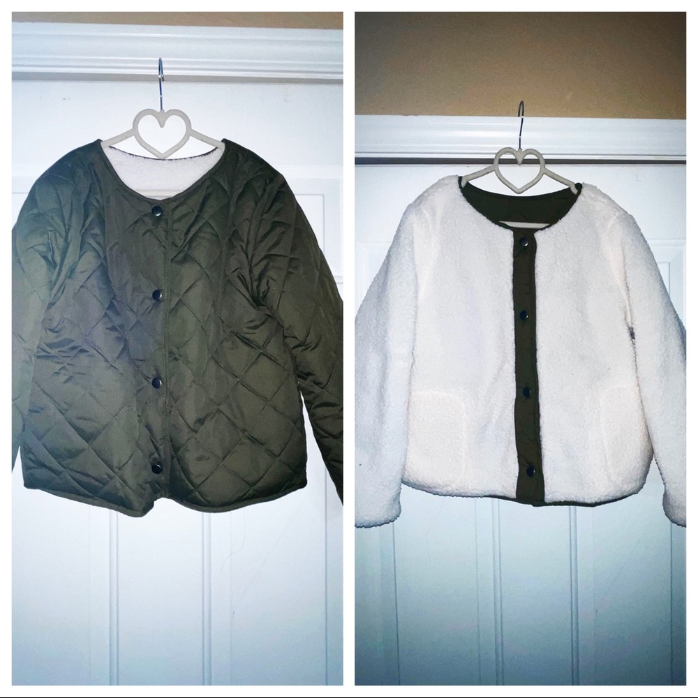 Girls Reversible Quilted / Sherpa Bomber Jacket size 7/8